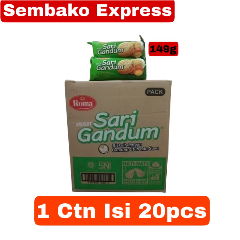 Jual Roma Sari Gandum 149g – 1 Karton Isi 20 Pack | Biskuit Gandum Utuh ...