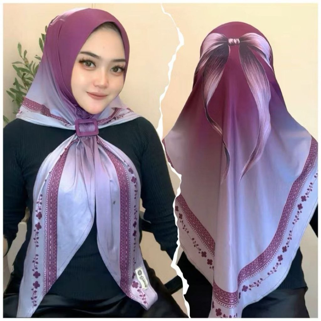 Jilbab Segitiga Instan Printing Sublime Premium /Hijab Instan Segitiga Pita Free Gesper Kekinian