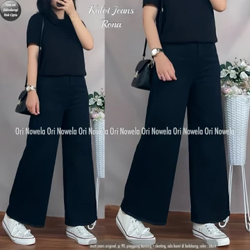 QJ Higwaitshigh Waist Kulot Jeans Wanita Premium Asli Jeans Tebal