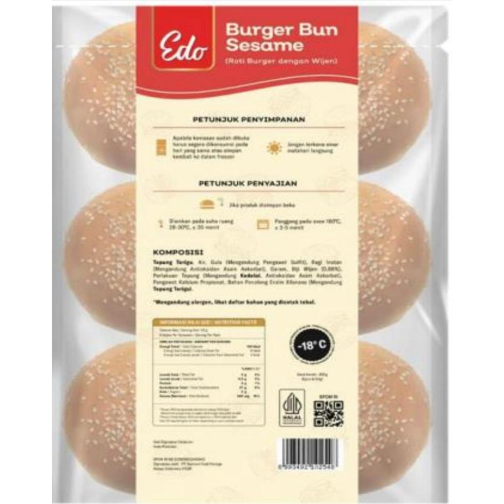 Jual Edo Roti Bun Burger Sesame Wijen Isi 6 pcs Exp Agustus 2026 PROMO ...