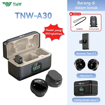 TNW A30 Wireless Clip On Mic Microphone Dual Mikrofon Wireless Mikrofon Hp Lavalier Microphone