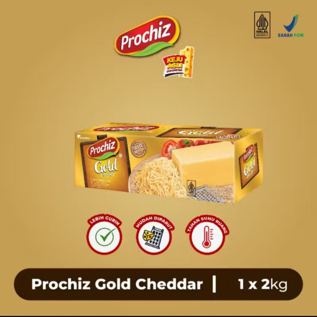 Jual PROCHIZ Gold Cheddar Cheese 2Kg Keju Balok 2 Kilogram | Shopee ...