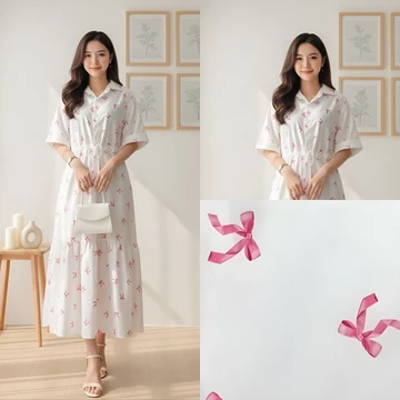GG DRESS YURI MIDI DRESS Button Gaun Wanita Gaun Casual Busui Friendly