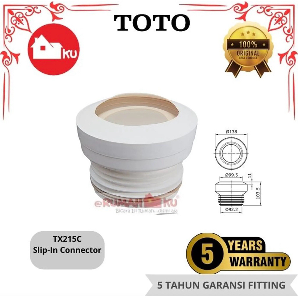 Jual TOTO TX215C Slip-In Conector Sparepart Kloset | Shopee Indonesia