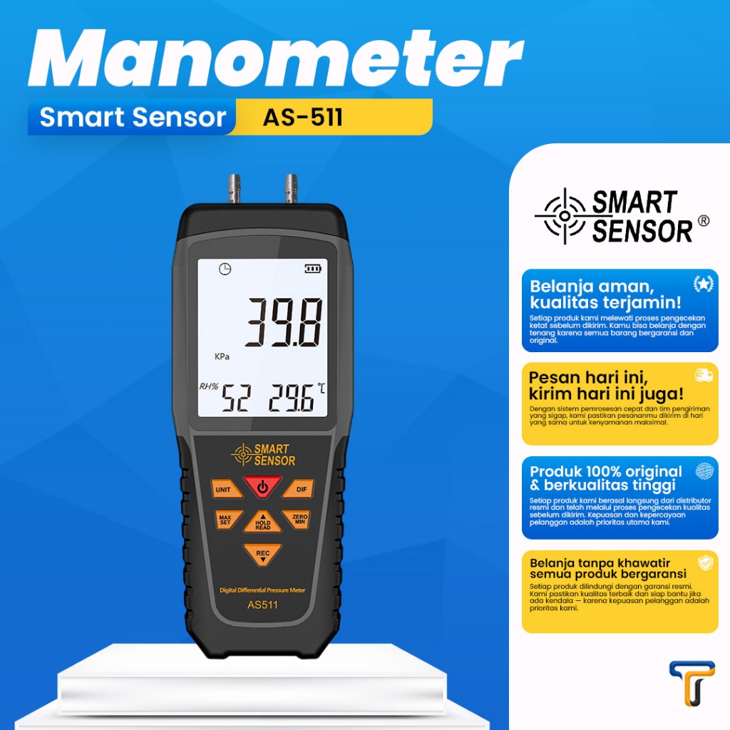 Jual Manometer Pressure Gauge Smart Sensor AS511 Air Differential AS ...