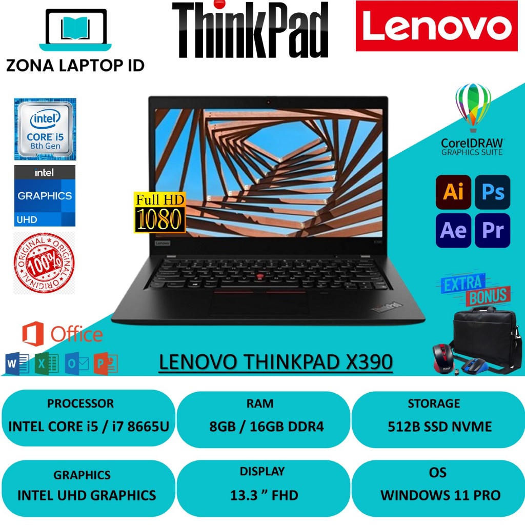Jual Laptop Lenovo ThinkPad X390 Touchscreen intel i7 8665U Ram 16GB ...