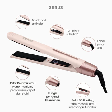 SENUS InfraGlow Straightener Catokan Pelurus Rambut Infrared Nano Titanium Plate Premium Tahan