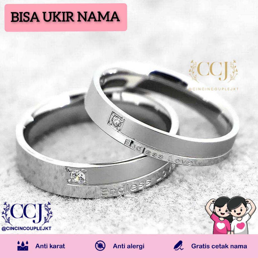 [GRATIS UKIR NAMA] Cincin Couple Titanium Anti Karat R66 | Cincin Pasangan Hadiah Lamaran Tunangan Aksesoris Pria Wanita Kado Anniversary Valentine