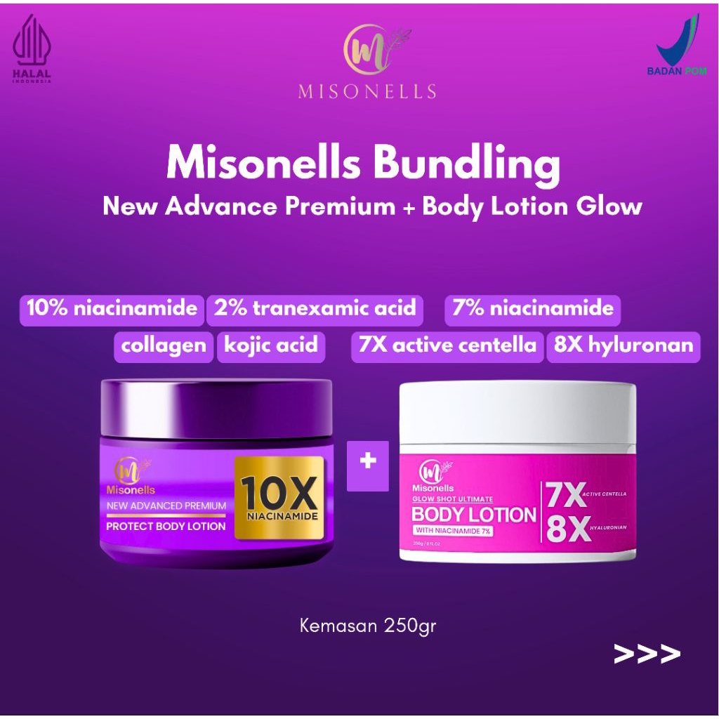 Jual Misonells Bundling Lotion Glow with 7% Niacinamide + Lotion ...