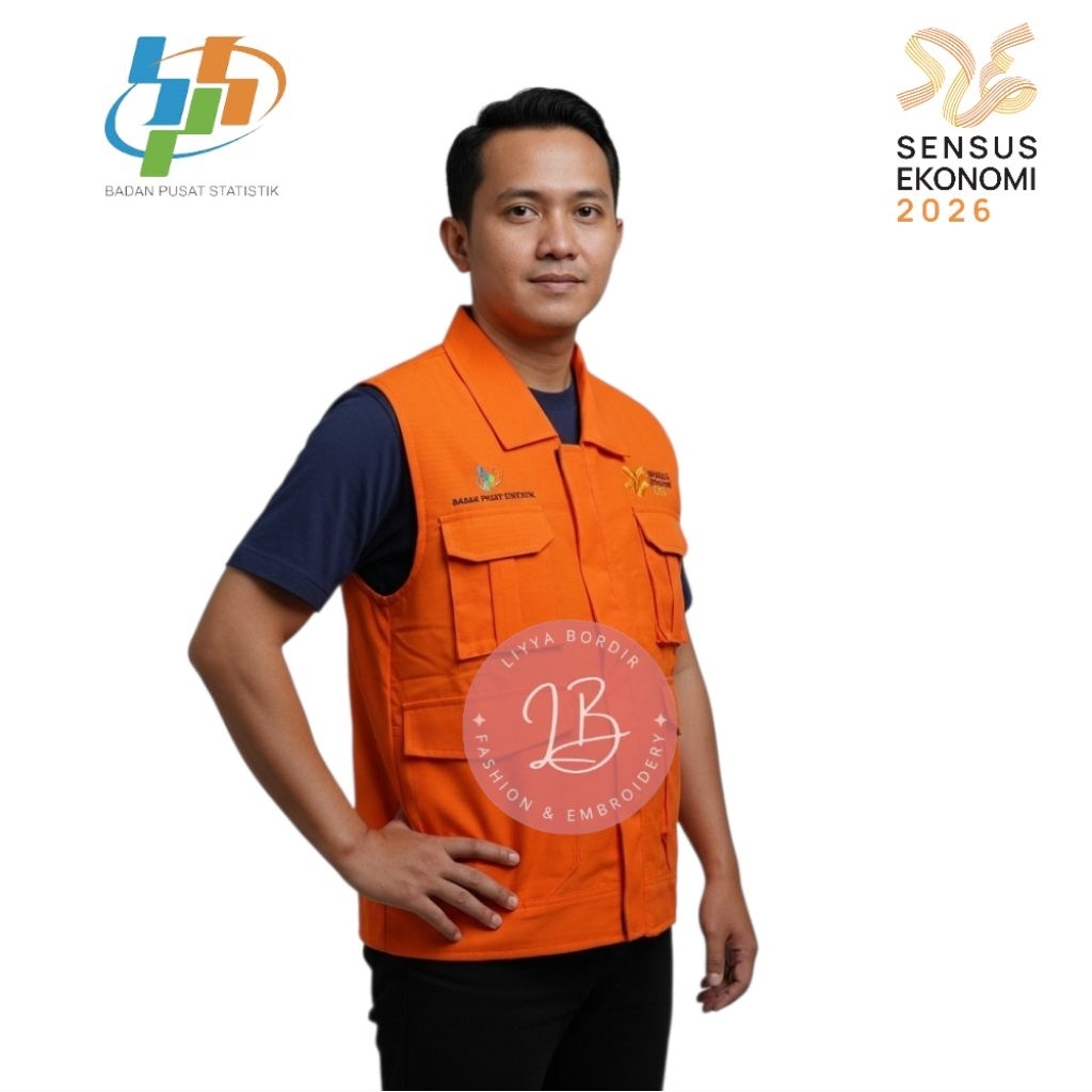 Jual Rompi Bps Sensus Ekonomi 2026 Bordir Komputer Warna Orange ...