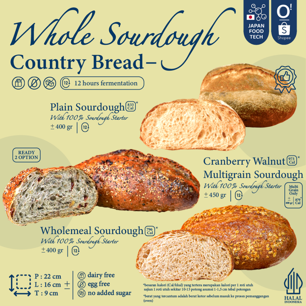 Jual [PROMO AWAL BULAN] HALAL WHOLE SOURDOUGH COUNTRY BREAD - ORU ...