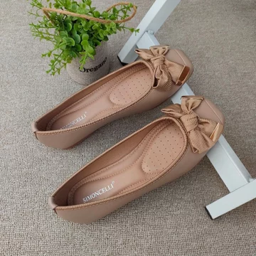 Simoncelli Sepatu Flat Wanita Pita Sepatu Wanita Sepatu Korea Flatshoes Kerja Hitam Sepatu