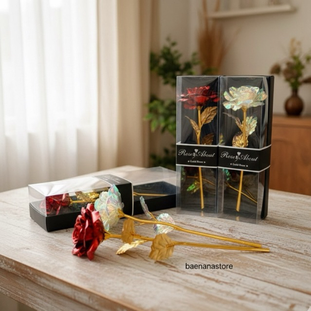 Jual Bunga mawar foil gift box - rose artificial box hitam kado wisuda ...