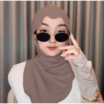 Hijab Instan Bergo Huma Bahan Jersey Cooltech Meleyot Pashmina Top Bisa Empat Model Size M