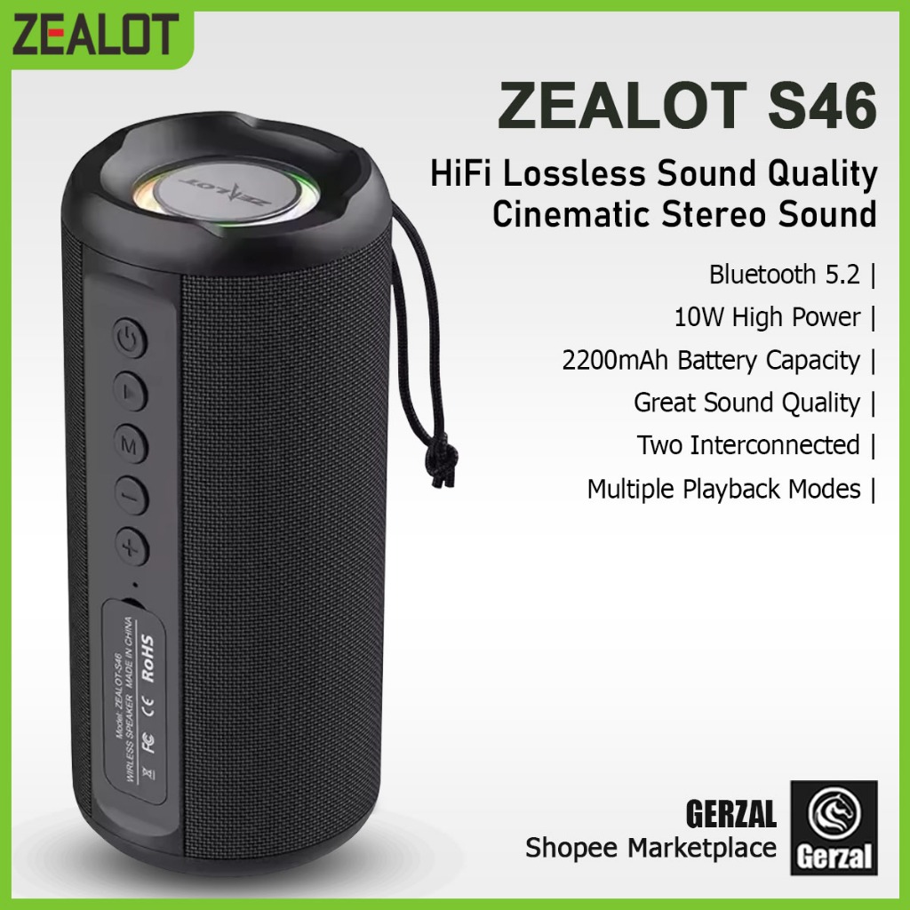 Jual ZEALOT Portable Bluetooth Speaker Outdoor Waterproof - S46 ...