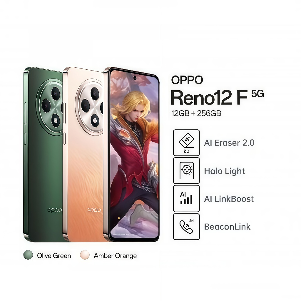 Jual Oppo Reno 12F 5G RAM 12GB | 512 Garansi Resmi Oppo | Shopee Indonesia