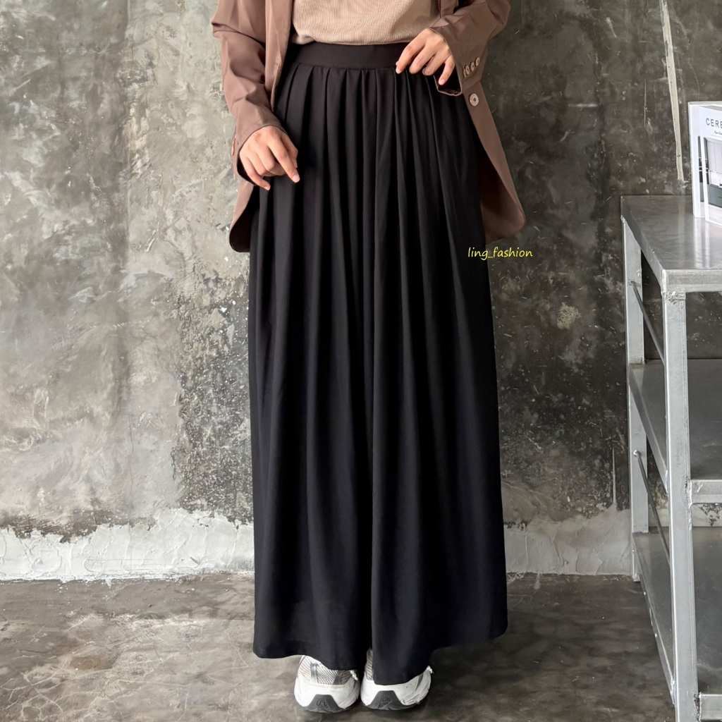 Jual Celana kulot kaki lebar model rok premium import/kulot lebar/kulot ...