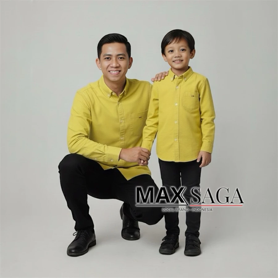 Kemeja Pria Dewasa dan Anak Couple Bahan Katun Sigaret