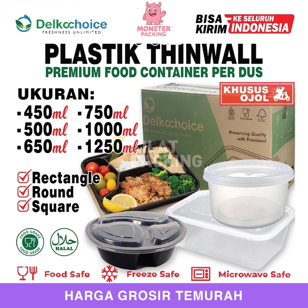 Jual Thinwall Rectangle & Round Food Container Box Tempat Makan Plastik ...