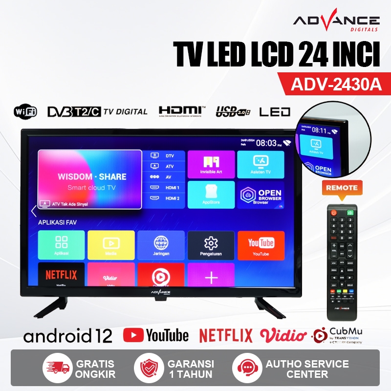Jual Advance Smart TV Led Digital ADV2430A Android TV 24 inch HD ADV ...