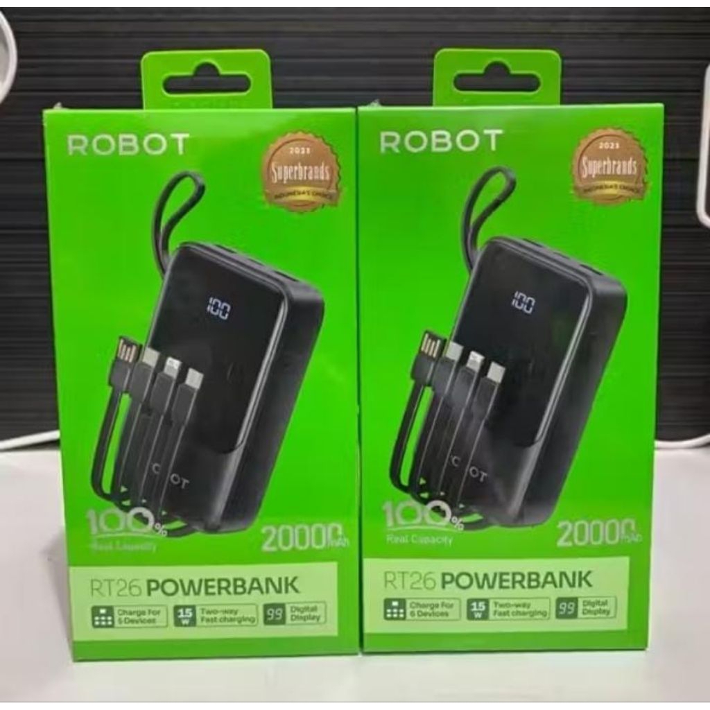 Jual ROBOT RT26 Smart Powerbank 20000mAh Two-way Fast Charging 15W ...