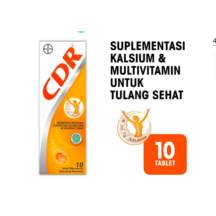 Jual CDR 10 Tablet | Vitamin C, D3, B6 & Kalsium | Suplemen Tulang dan ...