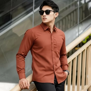 Sallamahgo Kemeja Pria Polos Lengan Panjang Kemeja Polos Casual Slimfit Bahan Katun Big Size
