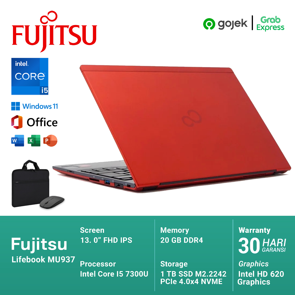 Jual Fujitsu Lifebook MU937 RED Core I5 Gen 7 RAM 12GB SSD 512GB Grade ...