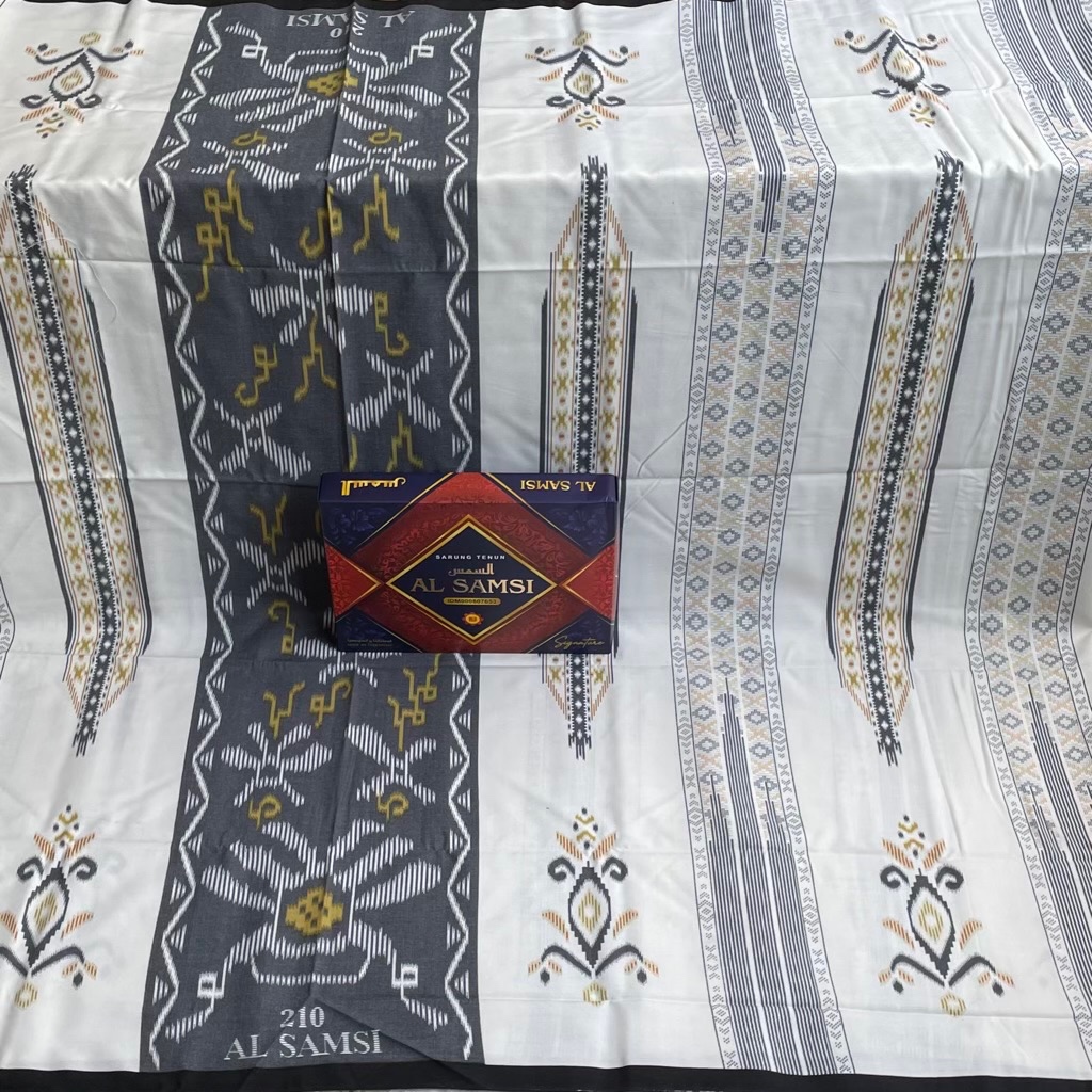 Sarung Tenun Al Samsi Signature Motif 794 White Series Kembang Dewasa Bisa Seragam
