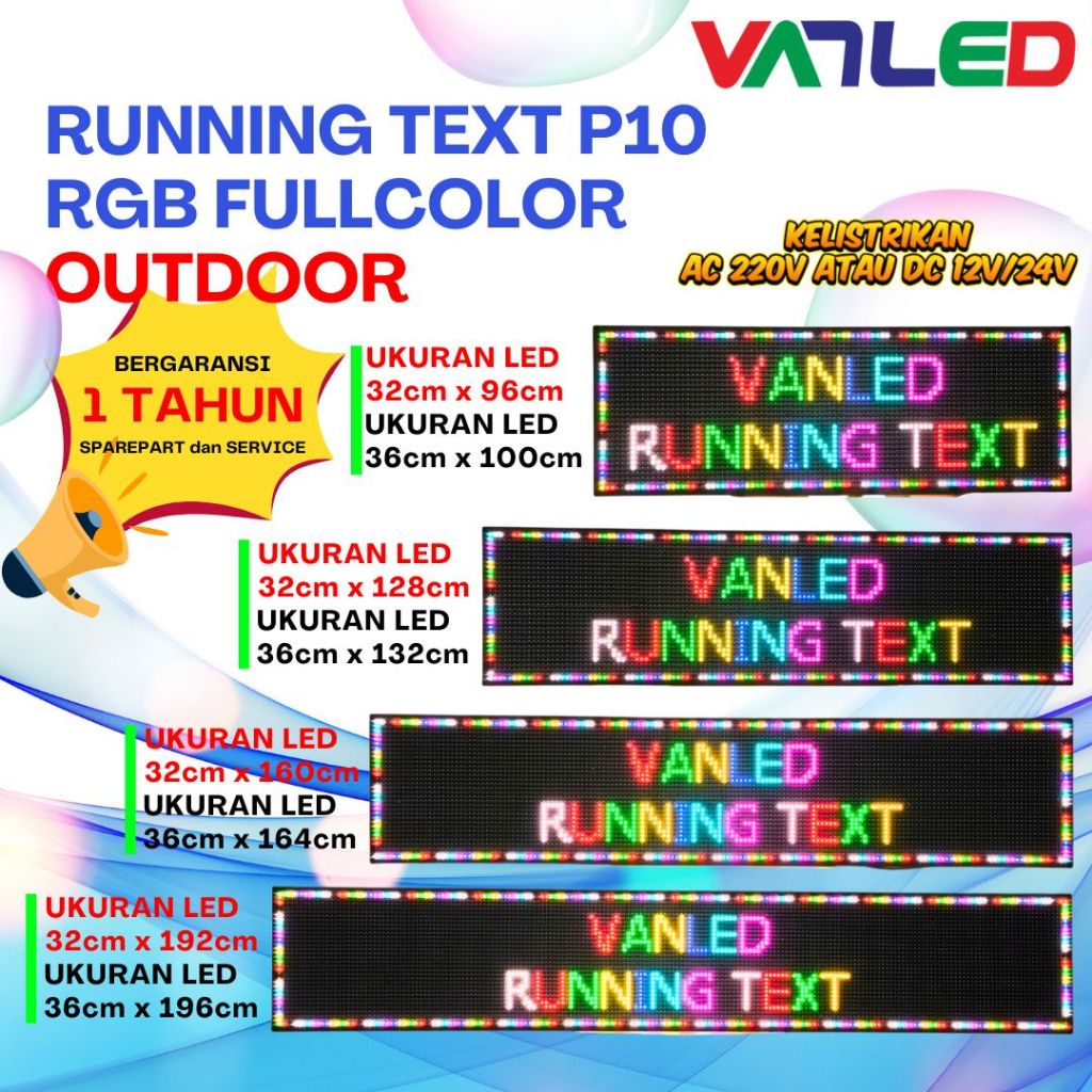 Jual Running Text RGB Fullcolor Ukuran Besar Jumbo P10 Outdoor Led Mata ...