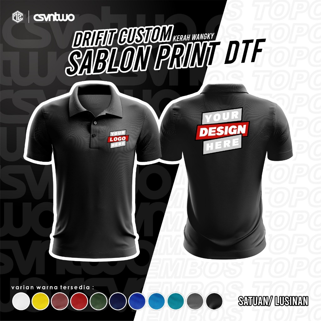 Jual Kaos Polo Dryfit Embos Custom Logo Tulisan / Kaos Polos motif ...