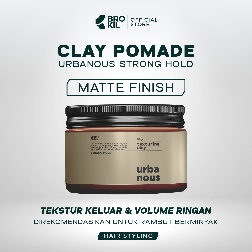 Jual Brokil Hair Styling Urbanous Clay Strong Hold Pomade Pomed Rambut ...