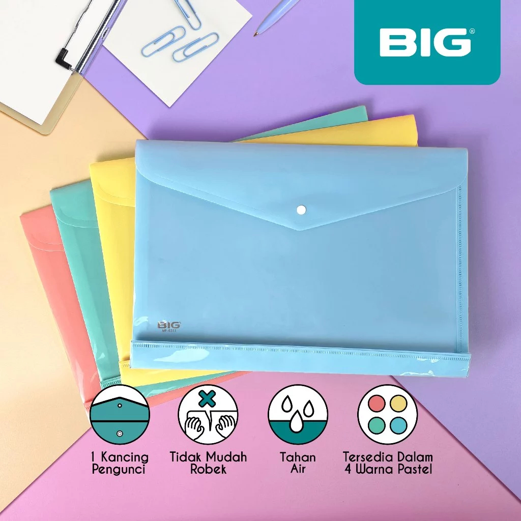 Jual ECER BIG Map Kancing 1 F4 Pastel Folio Plastik Dokumen File Folder ...