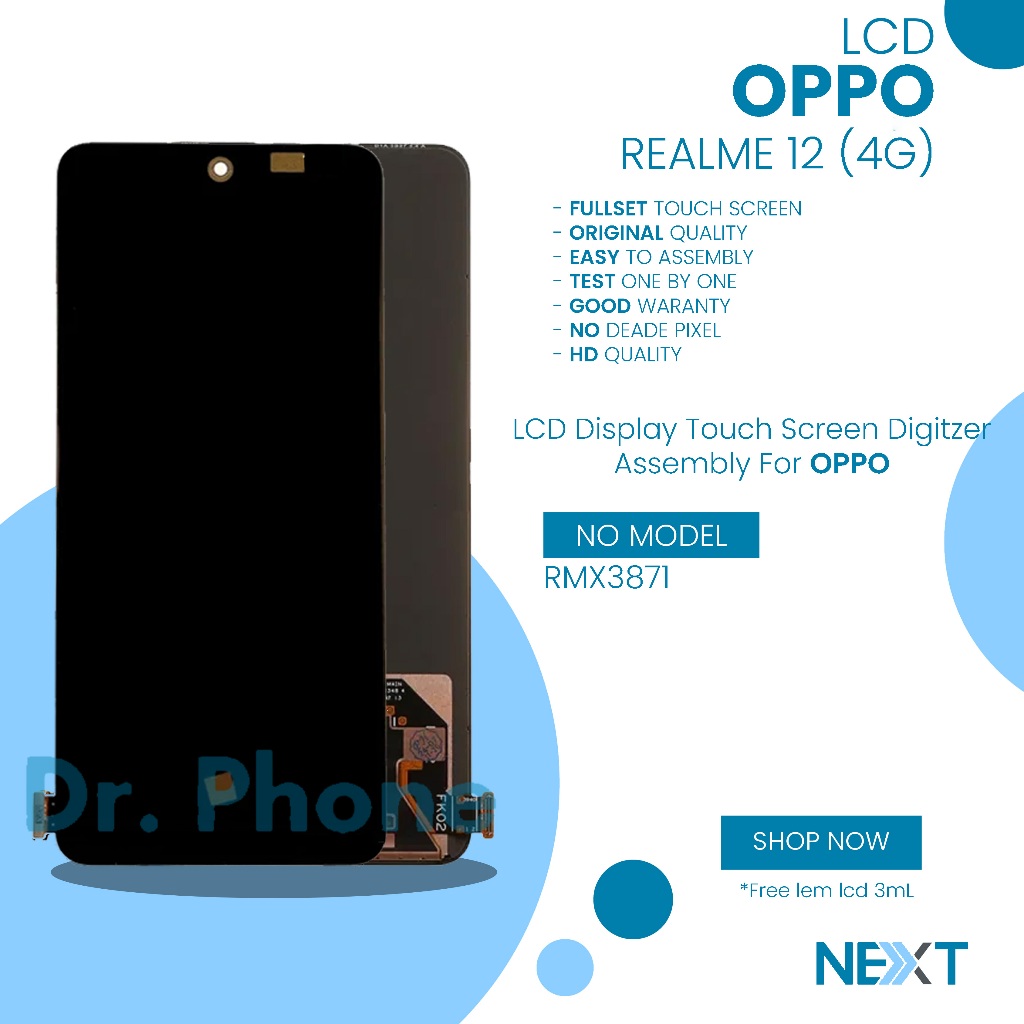 41722 - DISPLAY LCD PER REALME 12 4G / REALME 13 4G RMX3871 NERO CON FRAME 621029000225 - REALME - 621029000225