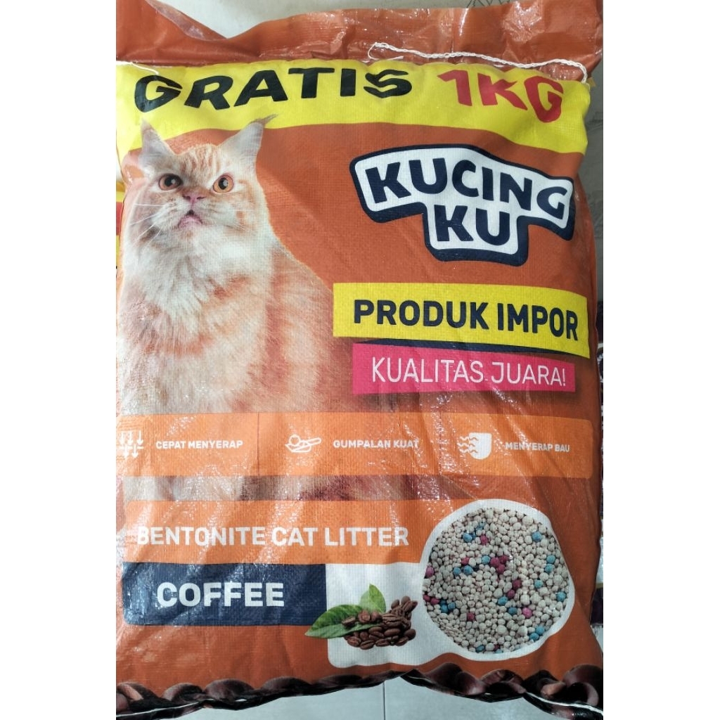 Jual Pasir Kucing Ku Bentonite Cat Litter 17kg+ gratis 1kg | Shopee ...