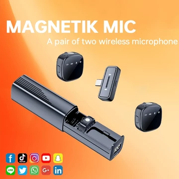 3 IN 1 Lavalier Wireless Microphone Dual Mikrofon Clip On Mic Bluetooth Tanpa Kabel Microphone