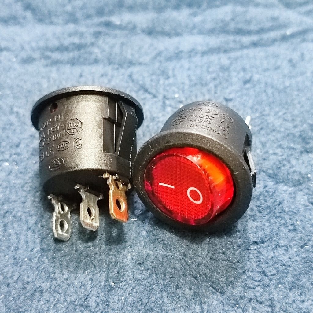 Jual Saklar Bulat Rocker Switch Bulat On-Off 3 Kaki 3p + Lampu | Shopee ...