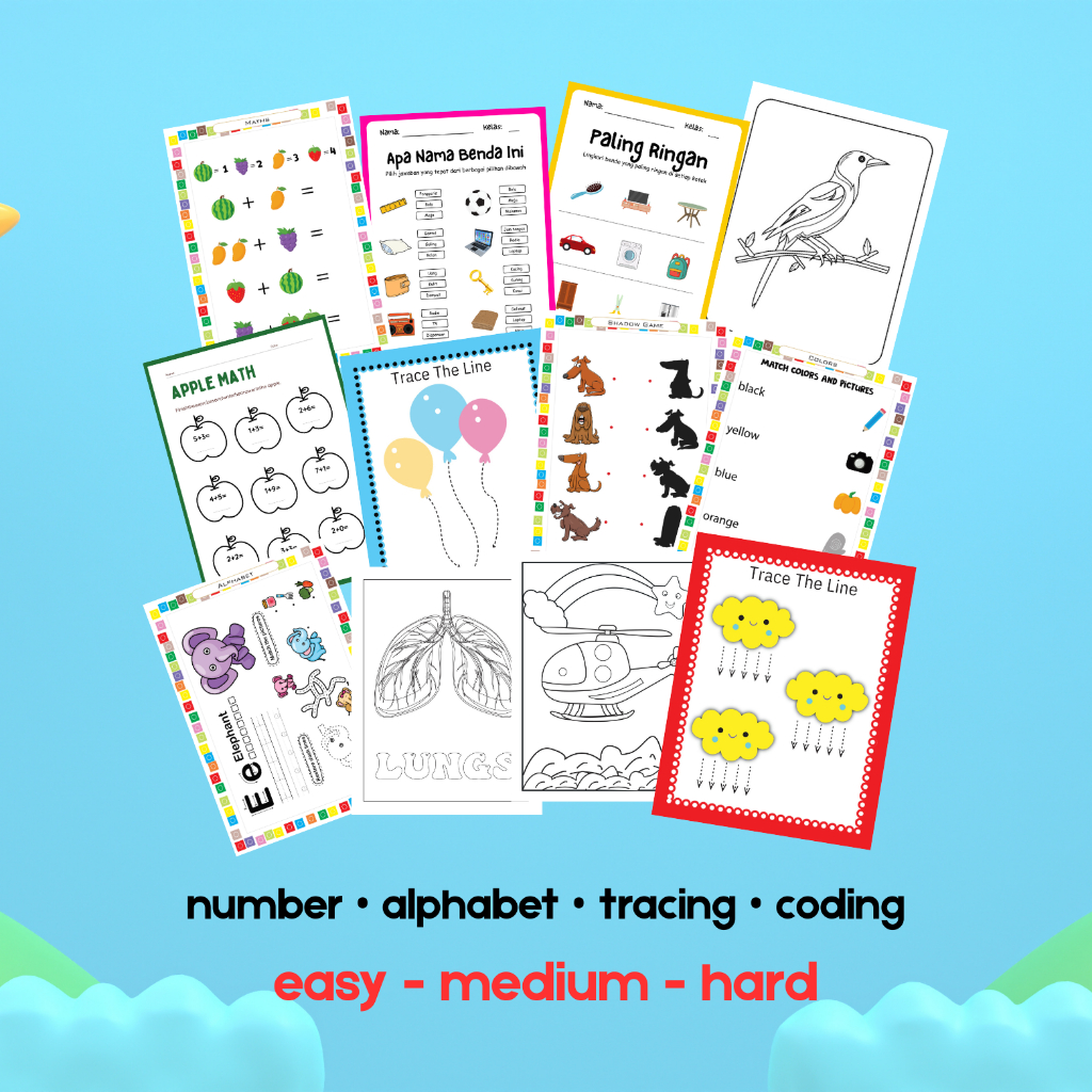 Jual Worksheet Lembar Kerja Buku Kegiatan Edukasi Anak Isi 40 Lembar ...