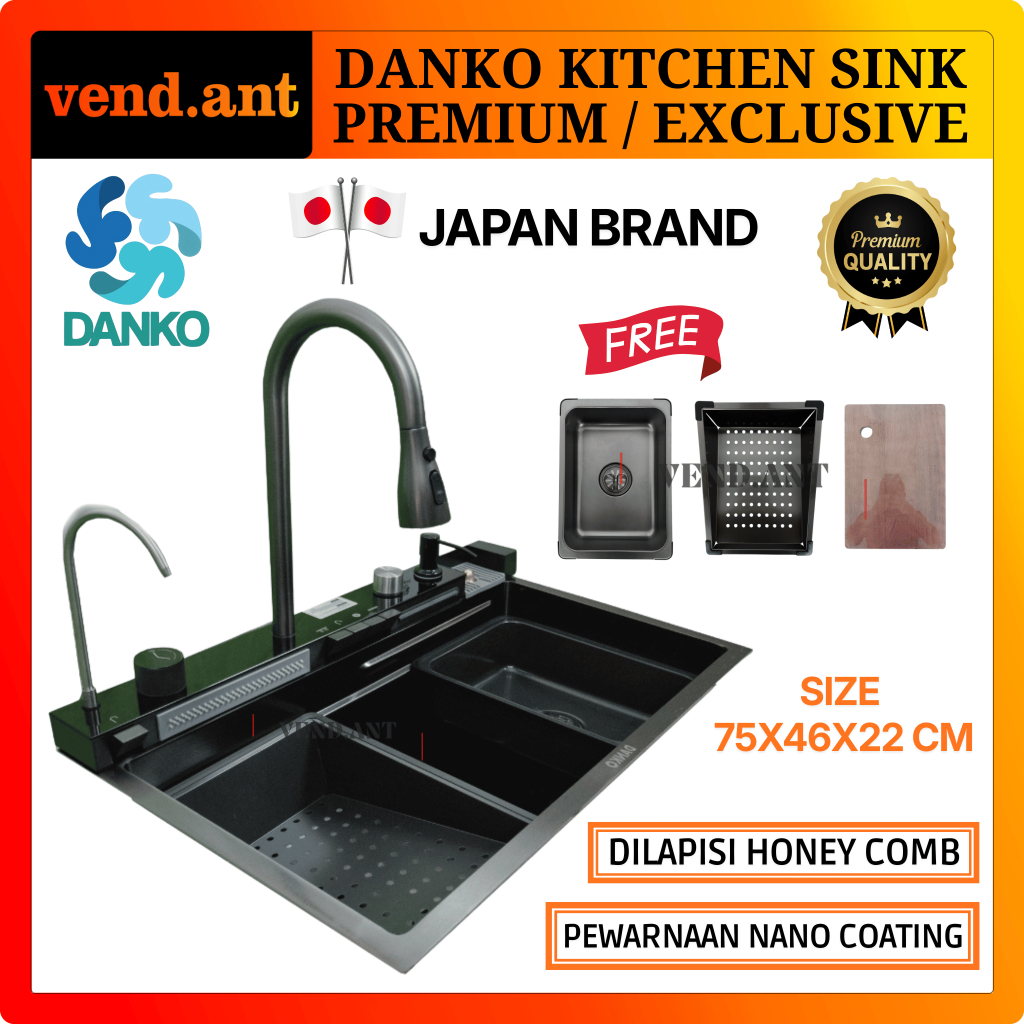 INSTANT DANKO Kitchen Sink Set Wastafel Modern Bak Cuci Piring Premium Exclusive Black Gold