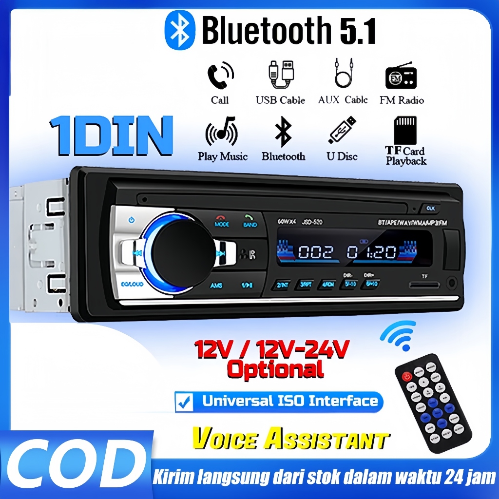 Jual Bisa COD Tape Audio Radio Mobil Multifungsi Bluetooth USB MP3 FM ...
