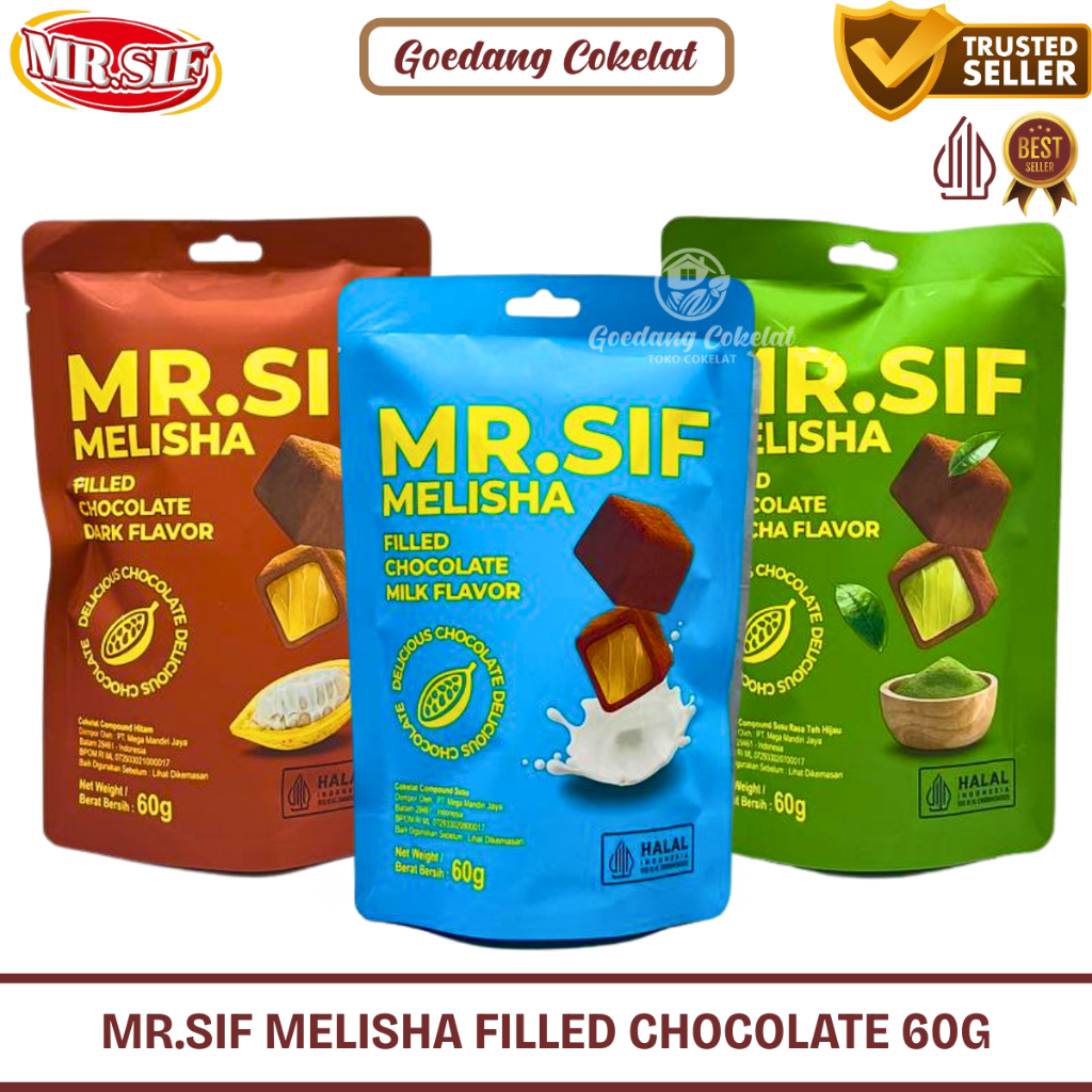 Jual MR. SIF Melisha Filled Chocolate Milk Dark Matcha 60g - Cokelat ...