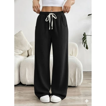 Celana Kulot Wanita Bahan Linen Premium Tali Serut Pinggang Full Karet Highwaist