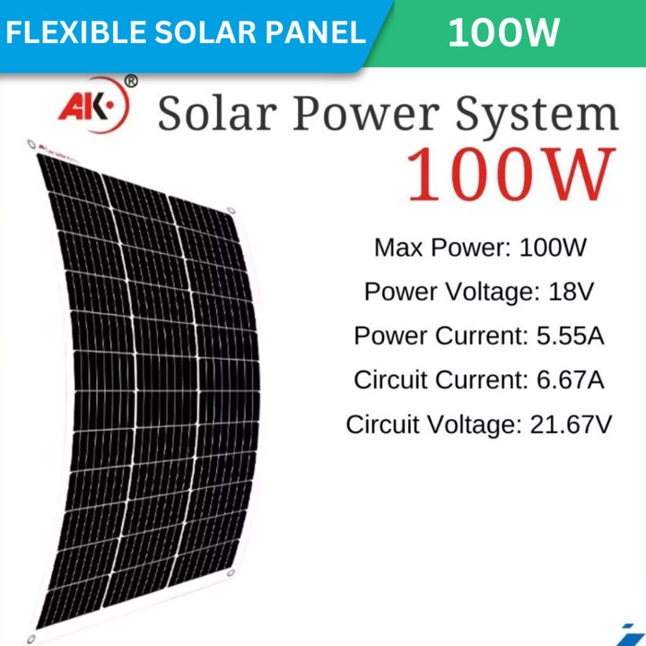 Solar Panel Flexible  100Wp  AK Panel Surya Monocrystaline IP67 Anti Air Dapat M
