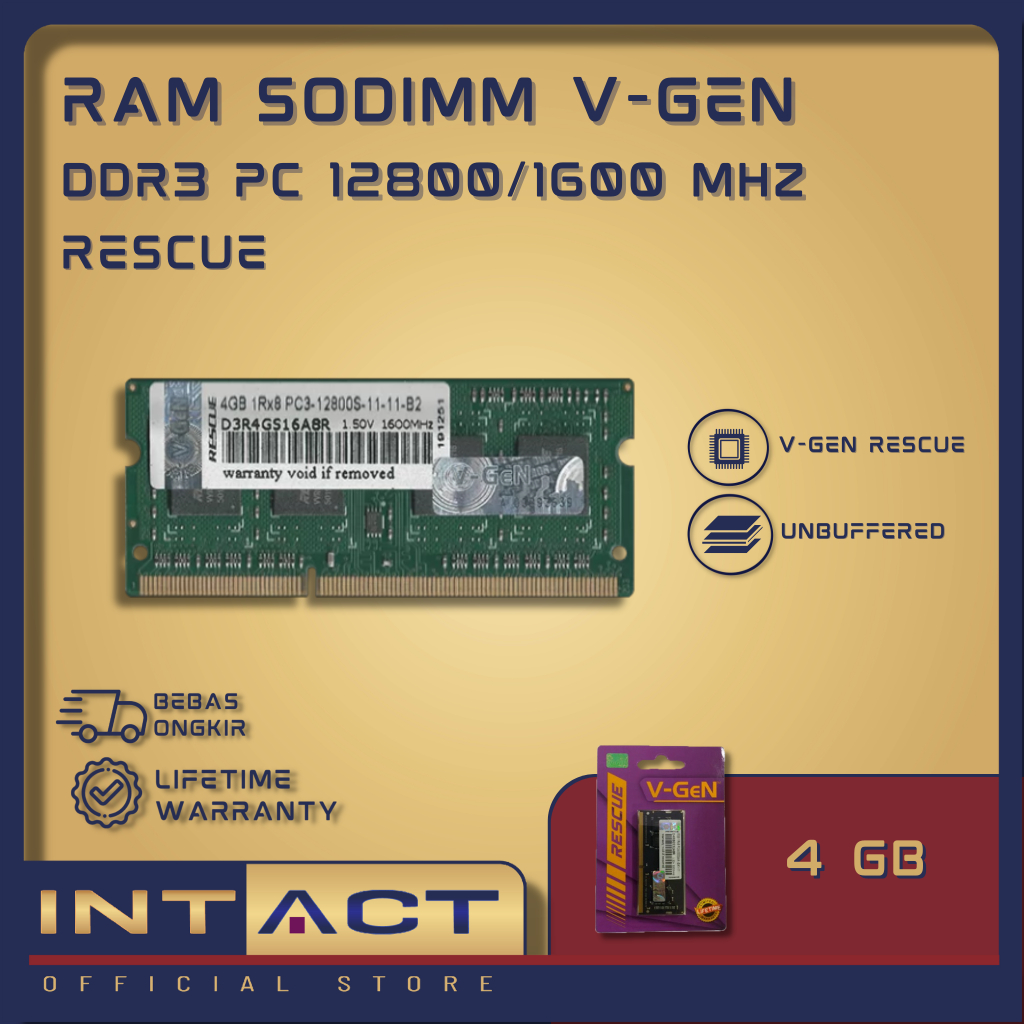 Jual RAM SODimm DDR3/DDR3L V-GeN Rescue 4GB PC12800/1600Mhz Memory ...