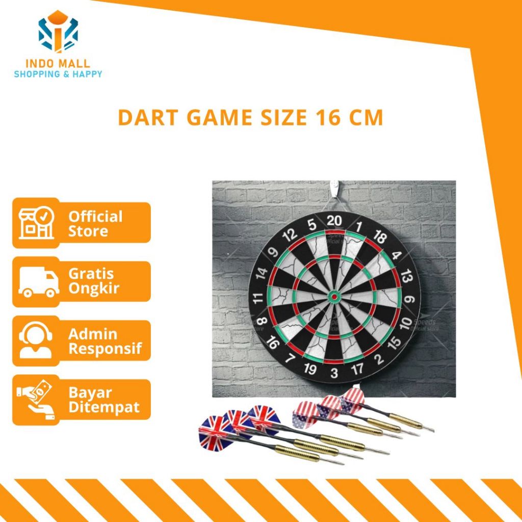 Jual [COD IND] DART GAME SIZE 16 CM / Papan Dart Board Free Dart ...