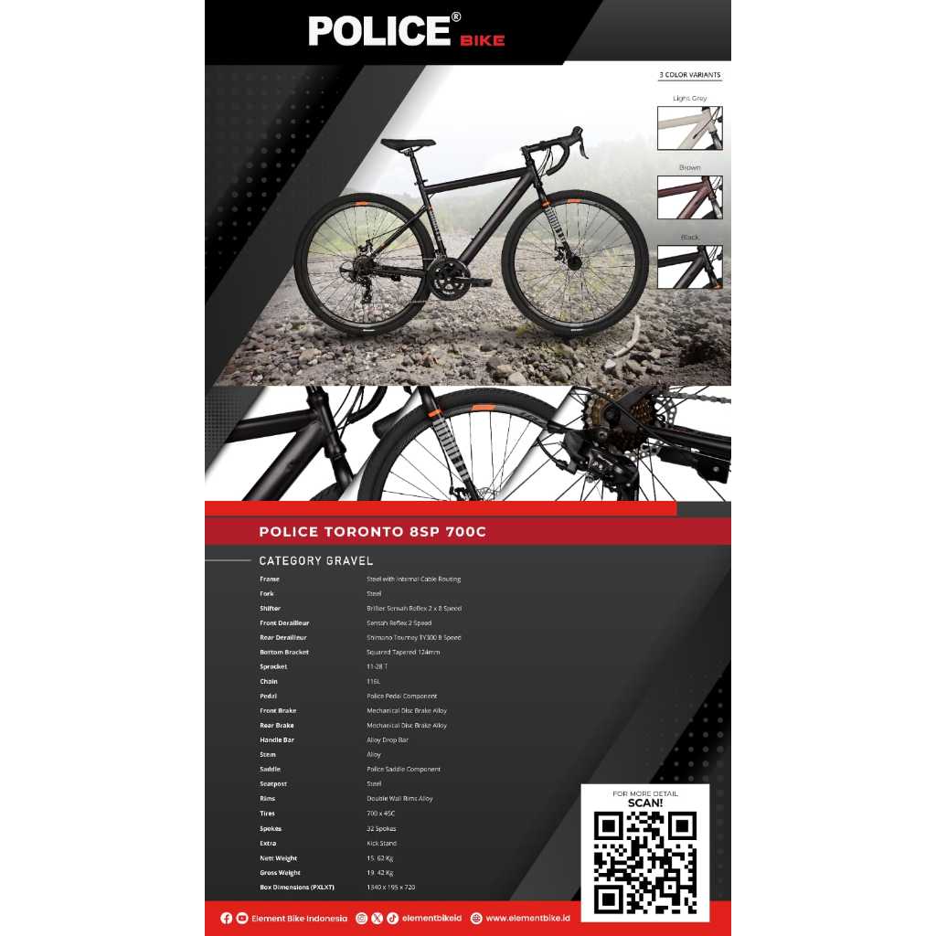 Jual SEPEDA ROADBIKE POLICE TORONTO 700C GRAVEL 8SP - ORIGINAL BY ...