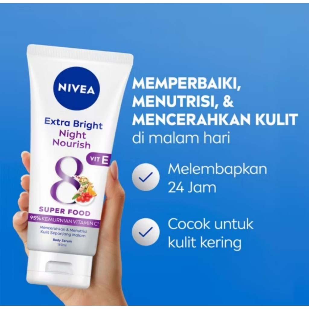Jual *Nivea Extra Bright Night Nourish Vit E Super food Readystok 100 ...