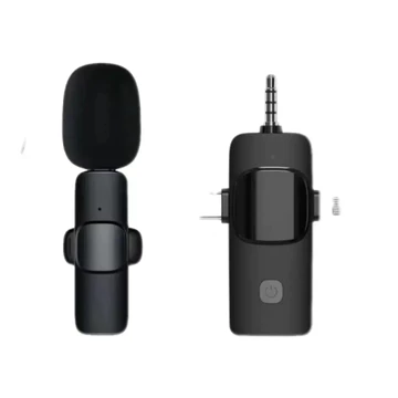 ARSEN3.5mm Mikrofon Nirkabel Lavalier Mic Portabel Audio Video Pembuatan Rekaman Wireless
