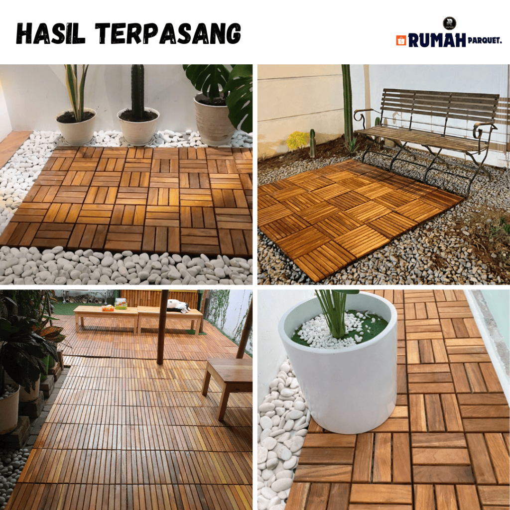 Lantai Kayu Decking Tile Parket Outdoor 28x28 jati