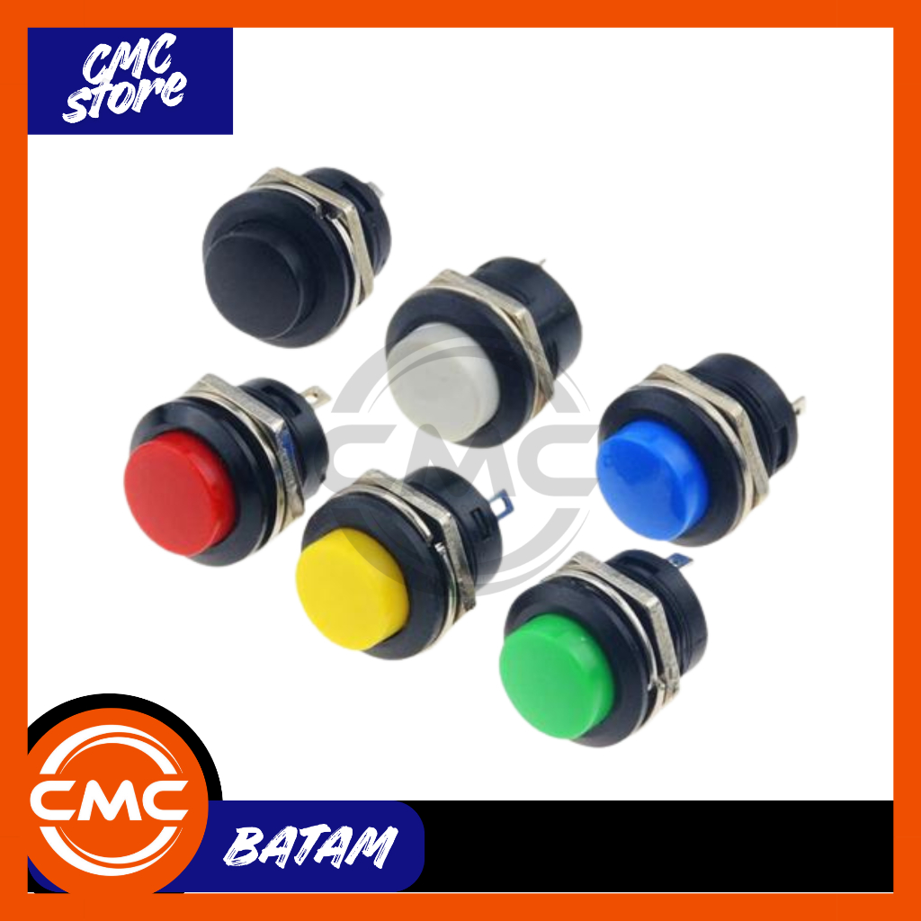 Jual Push Button Switch AC 125V 250V R13-507 Round Cap Momentary ...